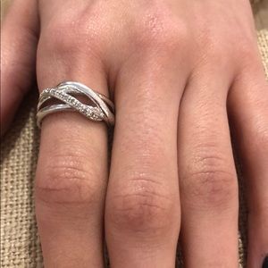 White Gold Diamond Double Stack Ring
